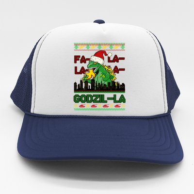 Funny Fa La La La Godzil-La Ugly Christmas Sweater Trucker Hat