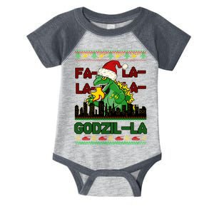 Funny Fa La La La Godzil-La Ugly Christmas Sweater Infant Baby Jersey Bodysuit