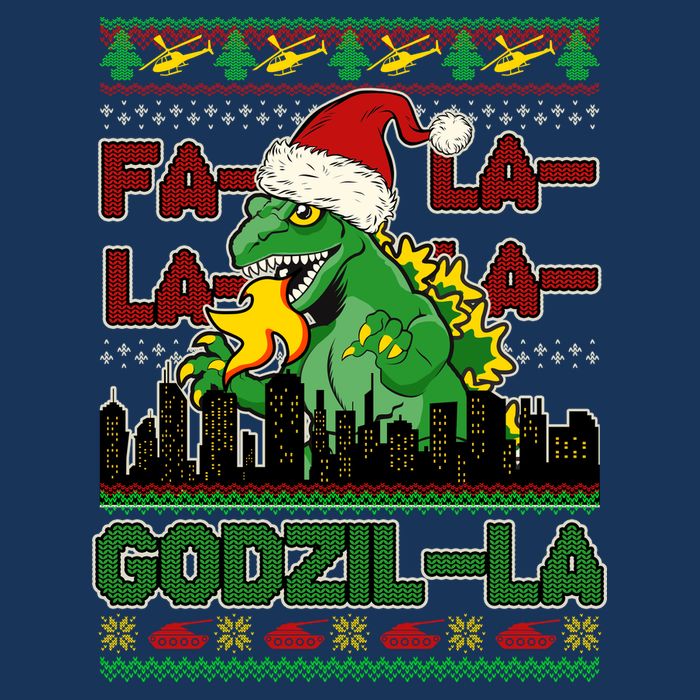 Funny Fa La La La Godzil-La Ugly Christmas Sweater Infant Baby Jersey Bodysuit