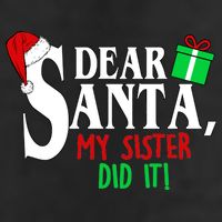 Funny Family Christmas Dear Santa my Sister Did It 7 Panel Mesh Trucker Snapback Hat