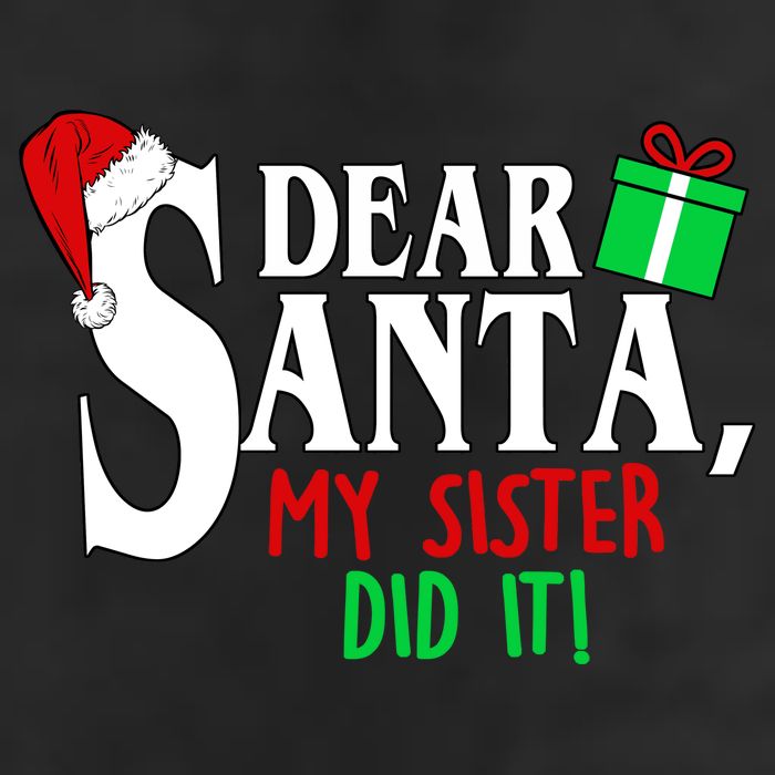 Funny Family Christmas Dear Santa my Sister Did It 7 Panel Mesh Trucker Snapback Hat
