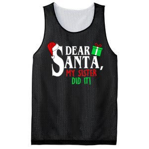 Funny Family Christmas Dear Santa my Sister Did It Mesh Reversible Basketball Jersey Tank