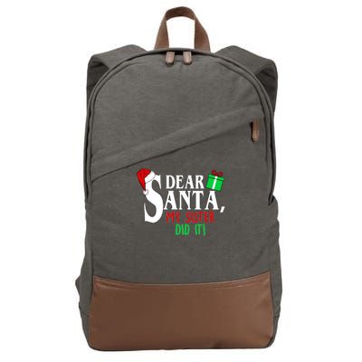 Funny Family Christmas Dear Santa my Sister Did It Cotton Canvas Backpack