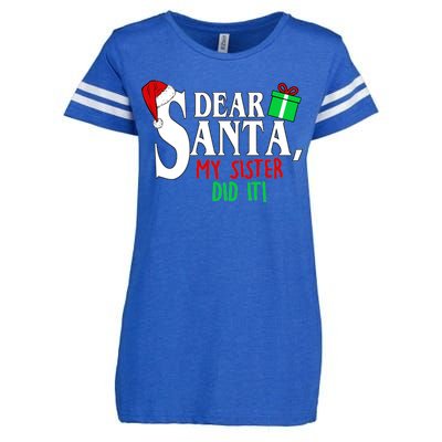 Funny Family Christmas Dear Santa my Sister Did It Enza Ladies Jersey Football T-Shirt