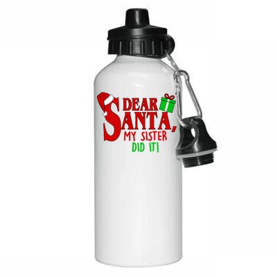 Funny Family Christmas Dear Santa my Sister Did It Aluminum Water Bottle