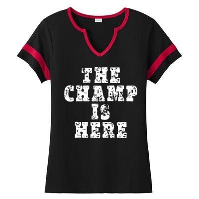 Funny Fantasy Football The Champ Is Here Ladies Halftime Notch Neck Tee