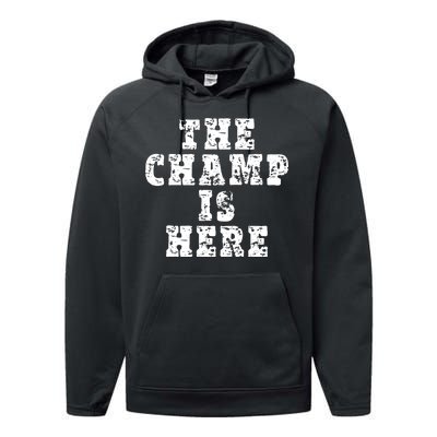 Funny Fantasy Football The Champ Is Here Performance Fleece Hoodie