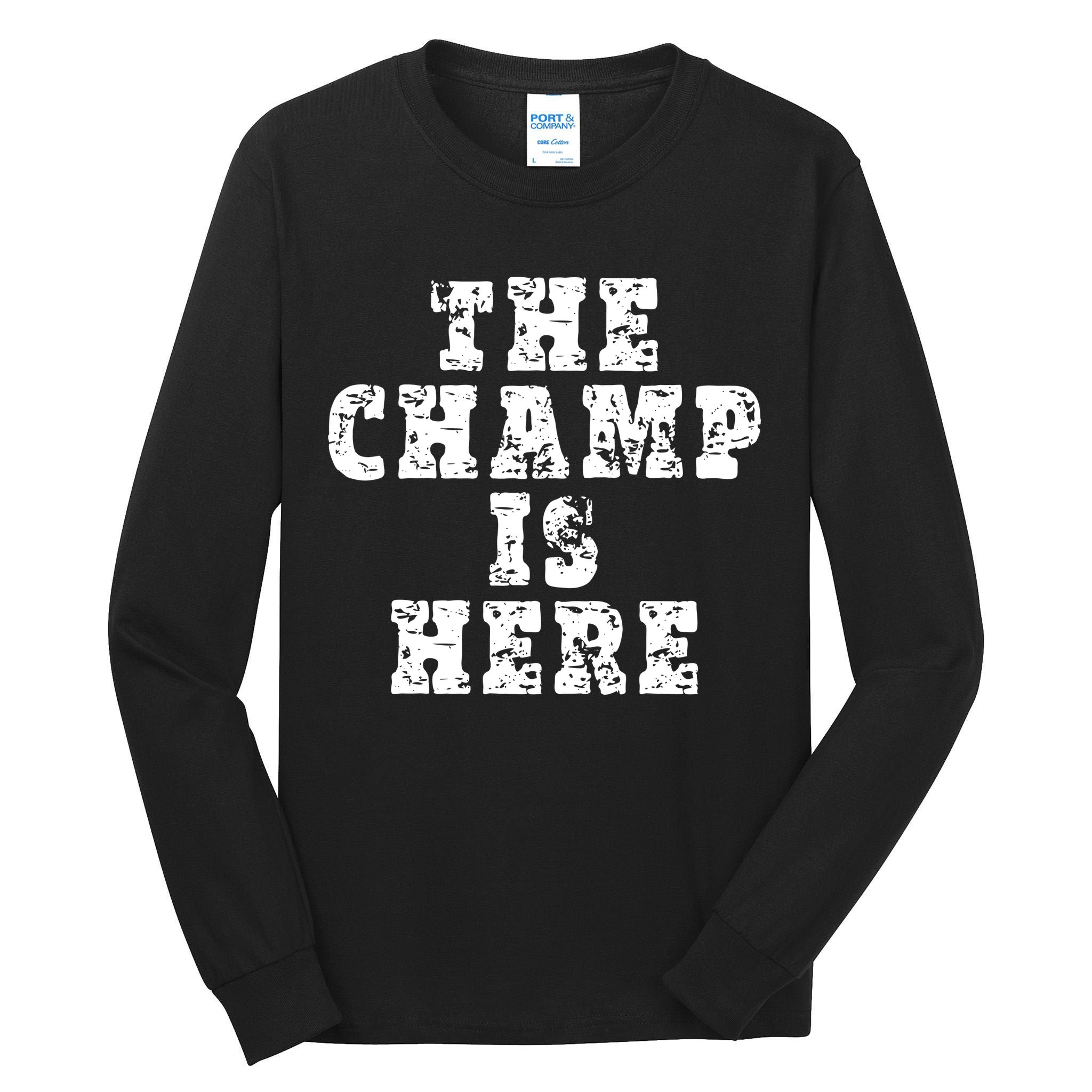 Funny Fantasy Football The Champ Is Here Tall Long Sleeve T-Shirt
