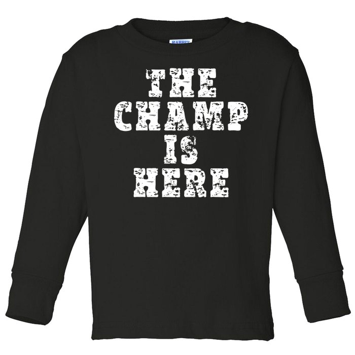 Funny Fantasy Football The Champ Is Here Toddler Long Sleeve Shirt