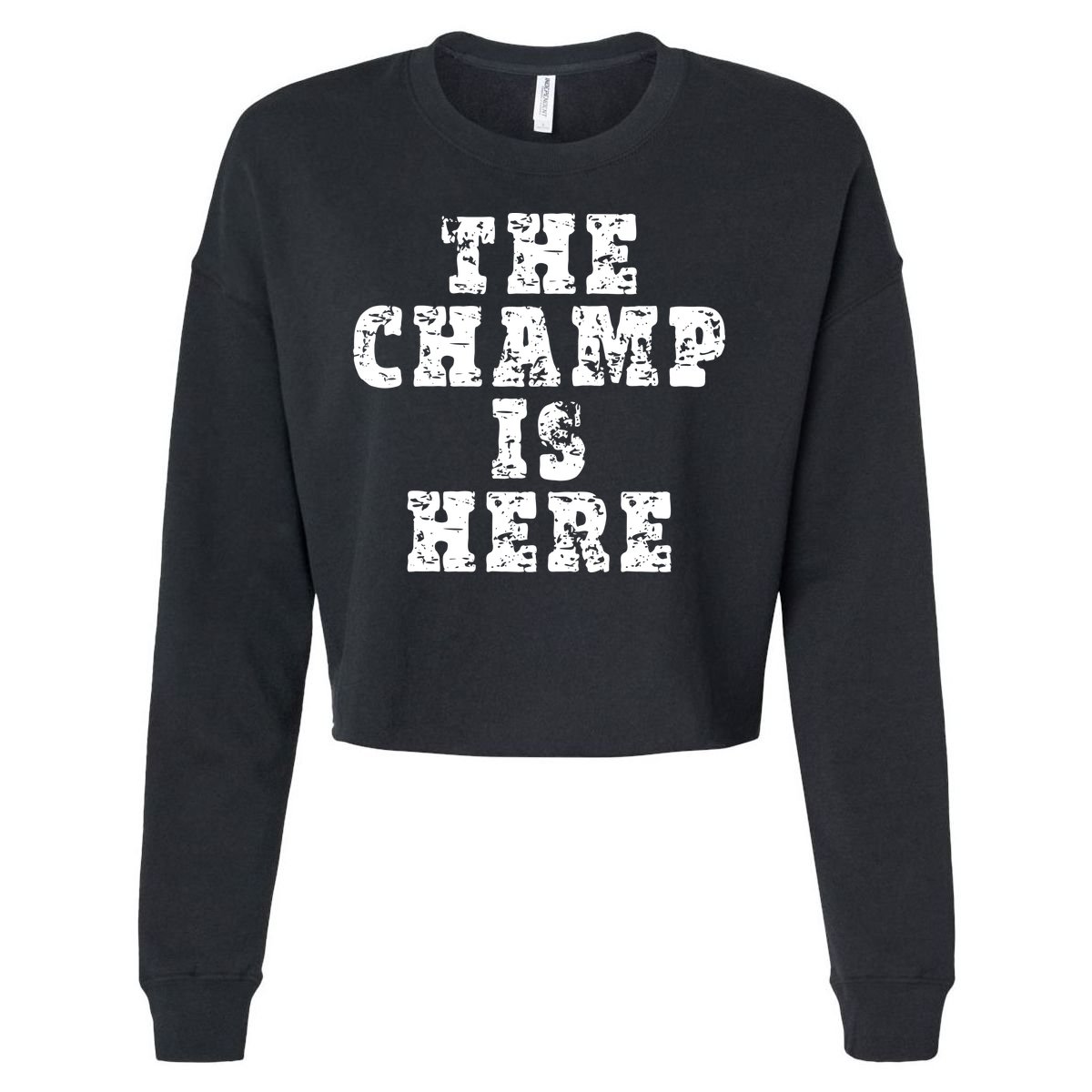 Funny Fantasy Football The Champ Is Here Cropped Pullover Crew