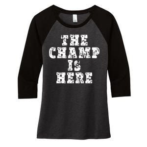 Funny Fantasy Football The Champ Is Here Women's Tri-Blend 3/4-Sleeve Raglan Shirt