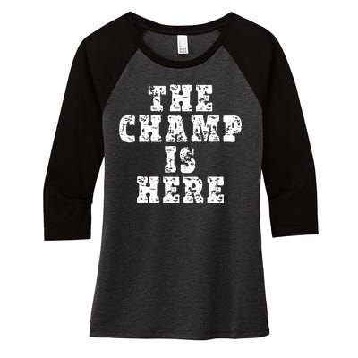 Funny Fantasy Football The Champ Is Here Women's Tri-Blend 3/4-Sleeve Raglan Shirt