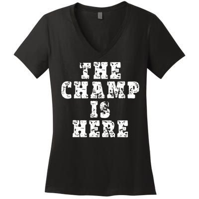 Funny Fantasy Football The Champ Is Here Women's V-Neck T-Shirt