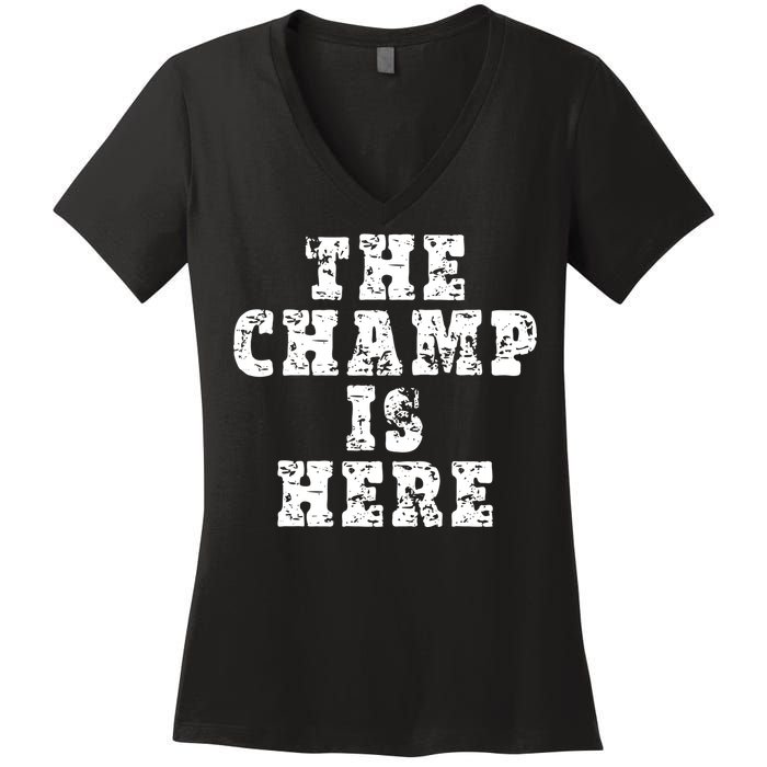 Funny Fantasy Football The Champ Is Here Women's V-Neck T-Shirt