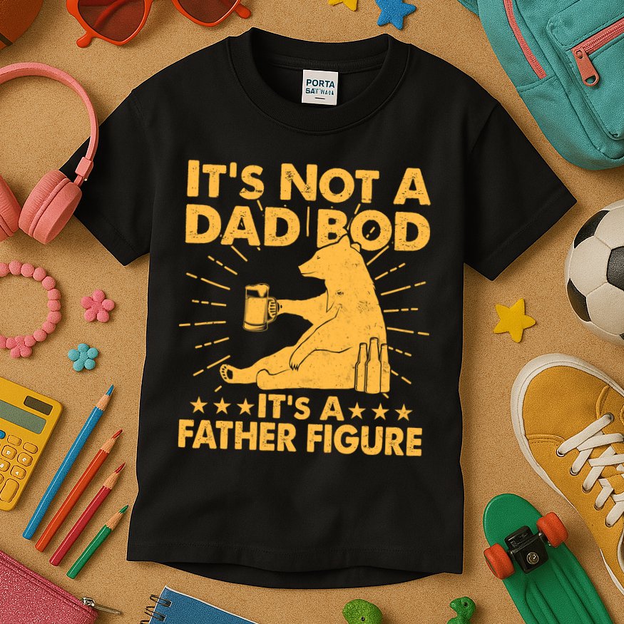 Funny Father Figure It's Not A Dad Bod Bear Kids T-Shirt