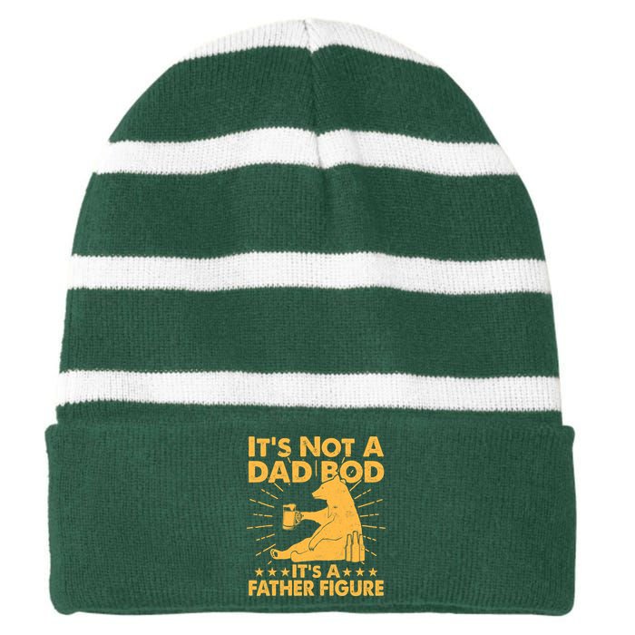 Funny Father Figure It's Not A Dad Bod Bear Striped Beanie with Solid Band