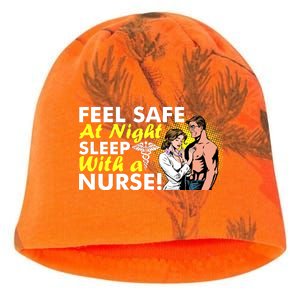 Funny Feel Safe at Night Sleep With a Nurse! Kati - Camo Knit Beanie