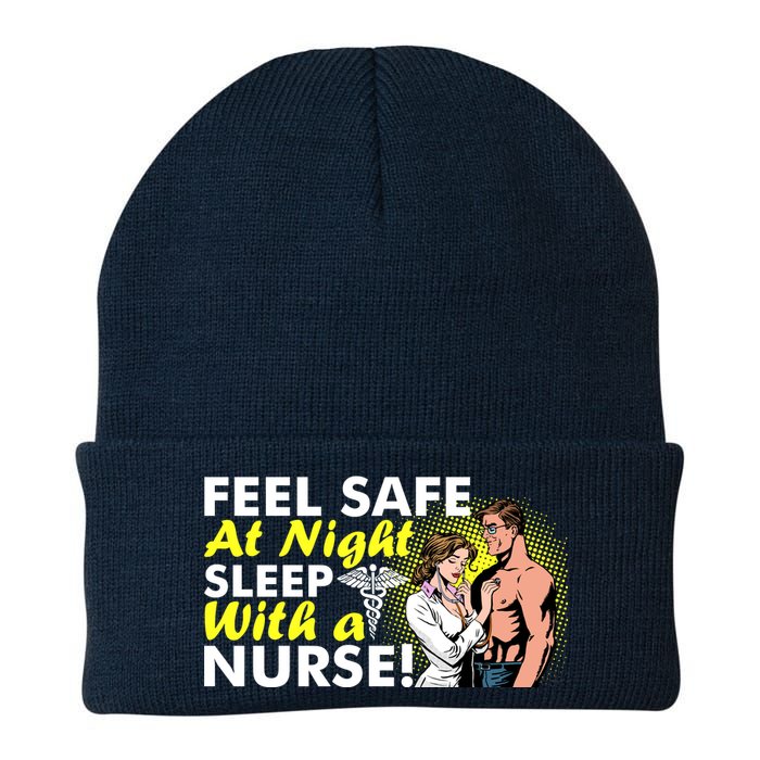 Funny Feel Safe at Night Sleep With a Nurse! Knit Cap Winter Beanie