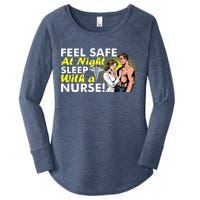 Funny Feel Safe at Night Sleep With a Nurse! Women's Perfect Tri Tunic Long Sleeve Shirt