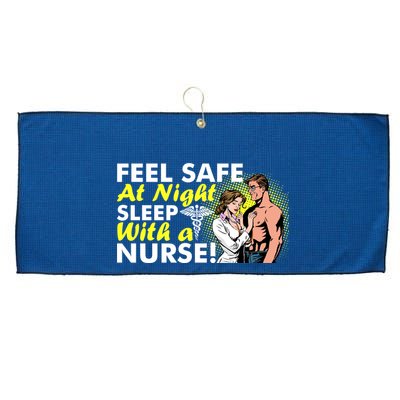 Funny Feel Safe at Night Sleep With a Nurse! Large Microfiber Waffle Golf Towel