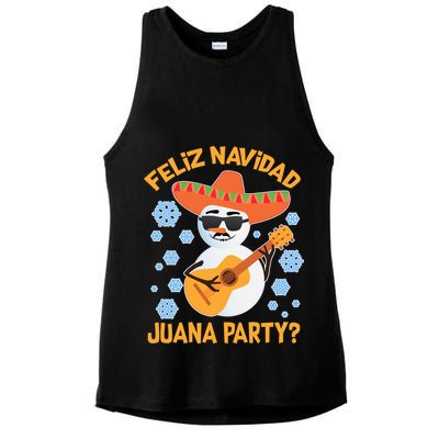Funny Feliz Navidad Juana Party Snowman Ladies PosiCharge Tri-Blend Wicking Tank