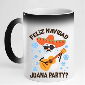 Funny Feliz Navidad Juana Party Snowman 11oz Black Color Changing Mug