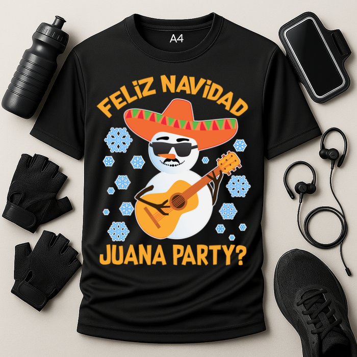 Funny Feliz Navidad Juana Party Snowman Cooling Performance Crew T-Shirt