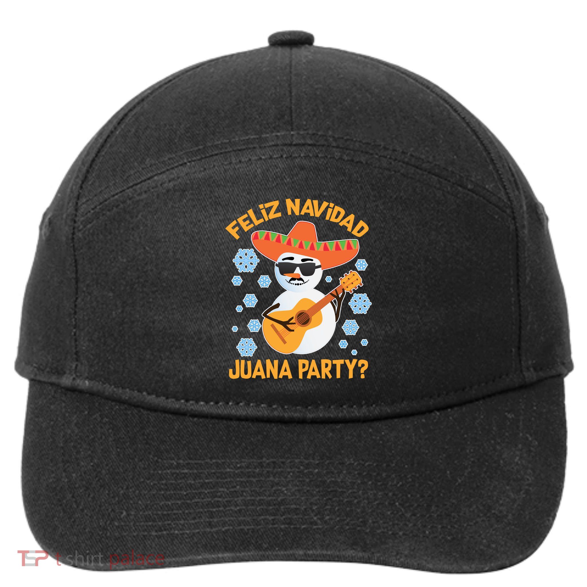 Funny Feliz Navidad Juana Party Snowman 7-Panel Snapback Hat