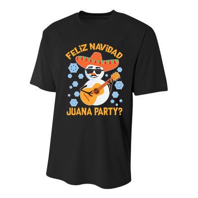 Funny Feliz Navidad Juana Party Snowman Youth Performance Sprint T-Shirt