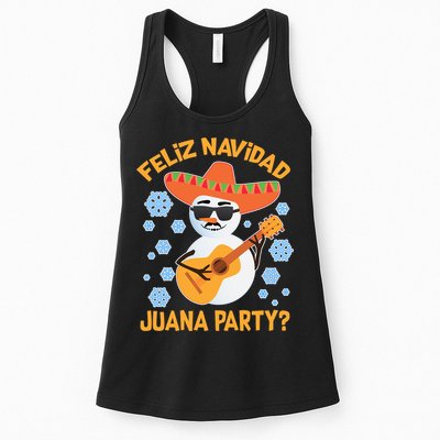 Funny Feliz Navidad Juana Party Snowman Womens Tank Top