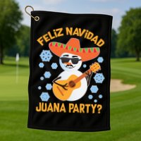 Funny Feliz Navidad Juana Party Snowman Golf Towel