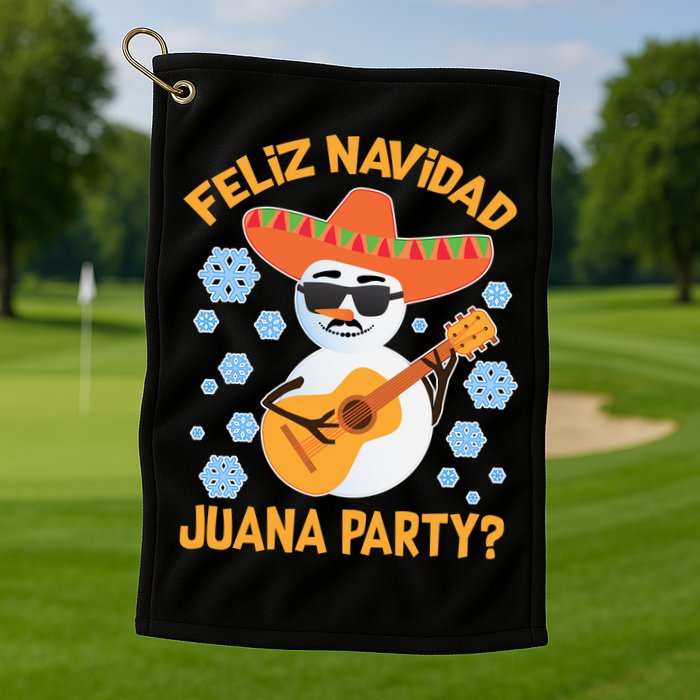 Funny Feliz Navidad Juana Party Snowman Golf Towel