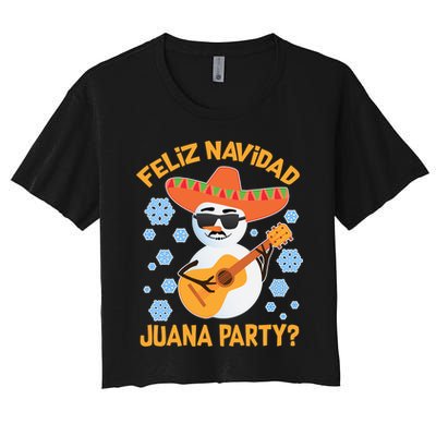 Funny Feliz Navidad Juana Party Snowman Crop Top