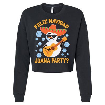 Funny Feliz Navidad Juana Party Snowman Cropped Pullover Crew
