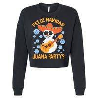 Funny Feliz Navidad Juana Party Snowman Cropped Pullover Crew