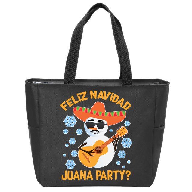 Funny Feliz Navidad Juana Party Snowman Zip Tote Bag