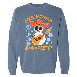 Funny Feliz Navidad Juana Party Snowman Garment-Dyed Sweatshirt