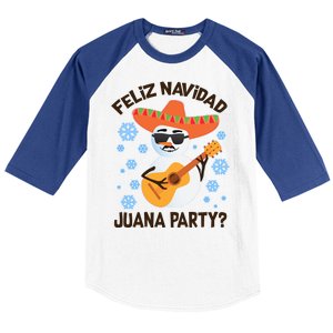 Funny Feliz Navidad Juana Party Snowman Baseball Sleeve Shirt