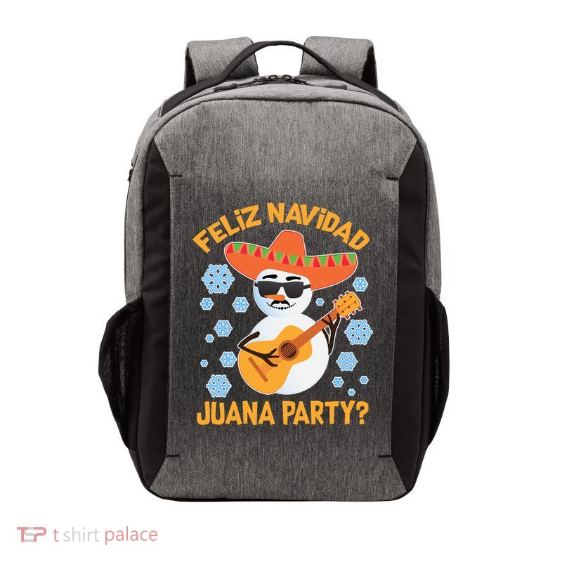 Funny Feliz Navidad Juana Party Snowman Vector Backpack