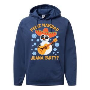 Funny Feliz Navidad Juana Party Snowman Performance Fleece Hoodie