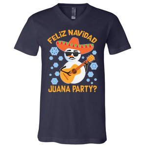 Funny Feliz Navidad Juana Party Snowman V-Neck T-Shirt