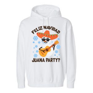 Funny Feliz Navidad Juana Party Snowman Garment-Dyed Fleece Hoodie