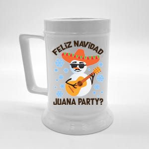 Funny Feliz Navidad Juana Party Snowman Beer Stein