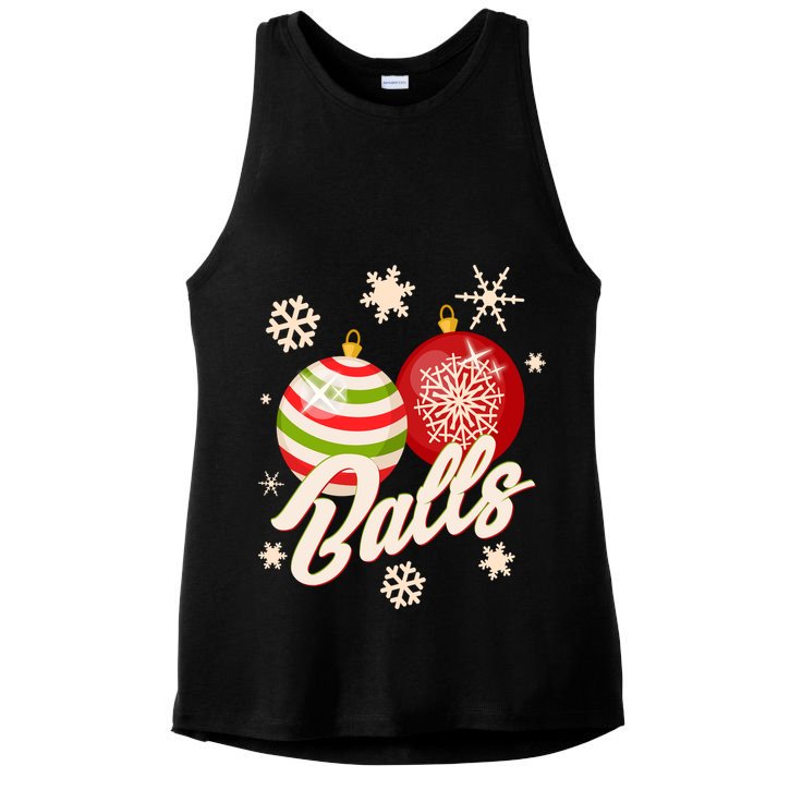 Funny Festive Christmas Balls Ladies PosiCharge Tri-Blend Wicking Tank