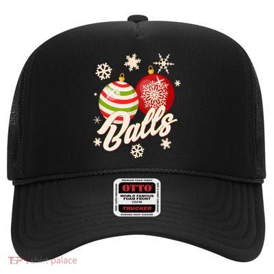 Funny Festive Christmas Balls High Crown Mesh Back Trucker Hat