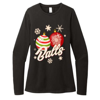 Funny Festive Christmas Balls Womens CVC Long Sleeve Shirt