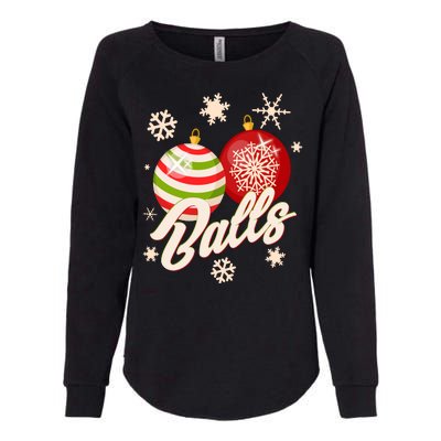 Funny Festive Christmas Balls Womens California Wash Sweatshirt