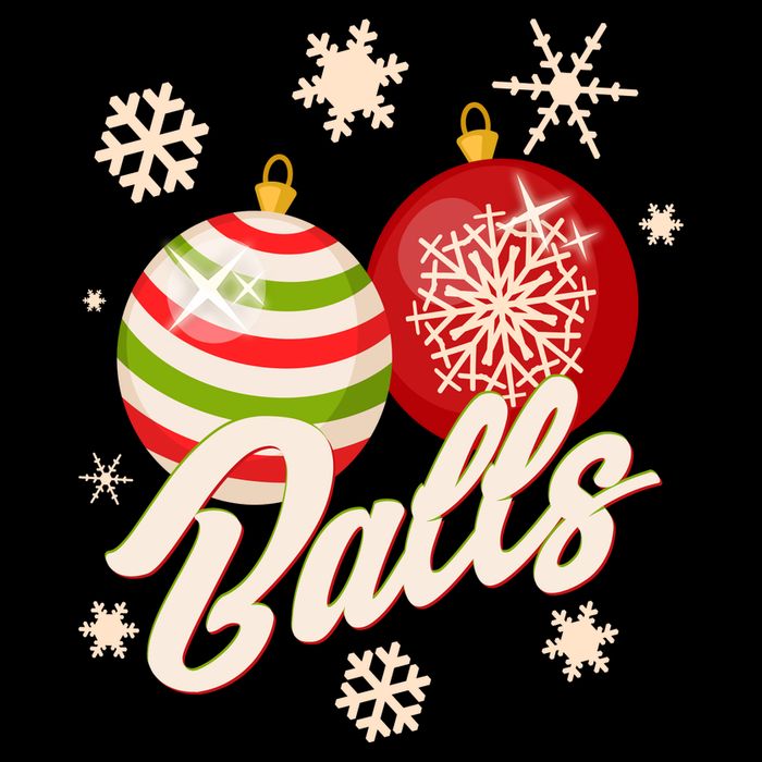 Funny Festive Christmas Balls Cropped Pullover Crew