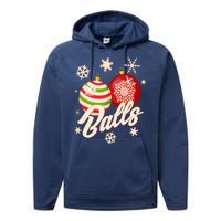 Funny Festive Christmas Balls Performance Fleece Hoodie