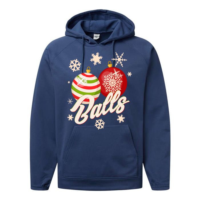 Funny Festive Christmas Balls Performance Fleece Hoodie